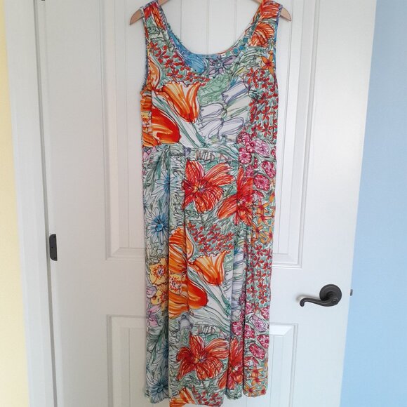 Jams World Janice Tank Dress in Eden Floral Pattern Blue Orange Size S - Picture 1 of 10